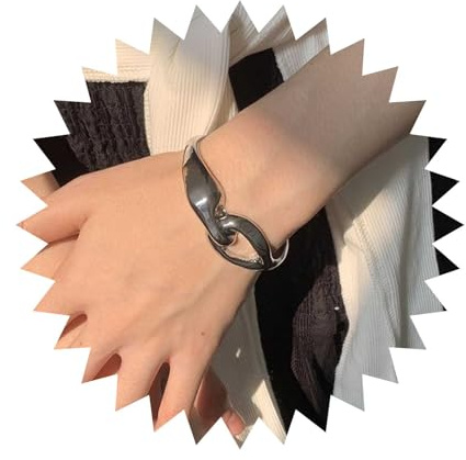 Xduargs Punk Chunky Cuff Bangle Bracelet Silver Cuff Open Bracelet Vintage Thick Cuff Bracelet Gothic Adjustable Bangle Bracelet Jewelry for Women