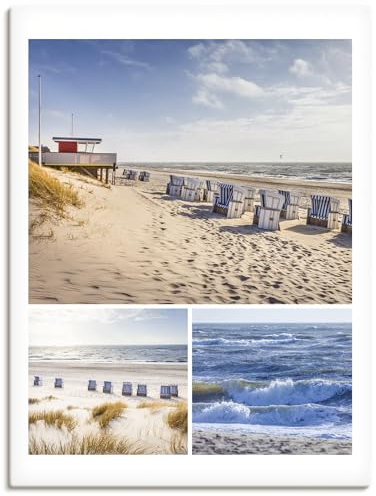 ARTLAND Wanddeko Leinwand Bilder Wandbild 60x80 cm Maritime Deko Nordsee Reise Sylt Strand Träume vom Meer U5JF