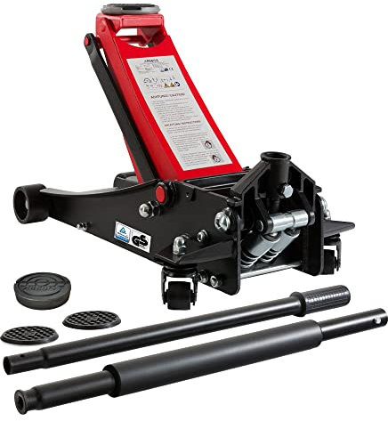 Arebos 3T Gato hidráulico de Perfil bajo | Crick a Carro a bajo | Perfil Gato Hidráulico De Carretilla | 3000 kg | Rango De Elevación 85 a 500 mm | 3 Piezas Bloque de Goma