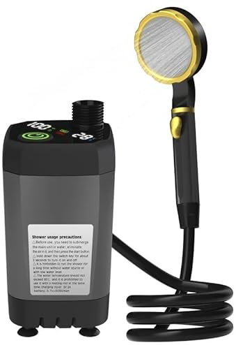 Camping Shower Pump RV Outdoor Shower Kit Camp Shower w/Full Screen Intelligent Digital Display Adjustable 6000mAh Shower Kit(Green)