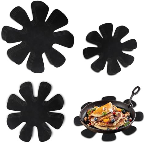 15 Pezzi Proteggi Pentole e Salvapadelle Protezioni, dellyy Separatori Pentole,Proteggi Pentole e Salvapadelle Protezioni per Padelle,3 Diverse Misure (38/36/26 cm) (Nero)