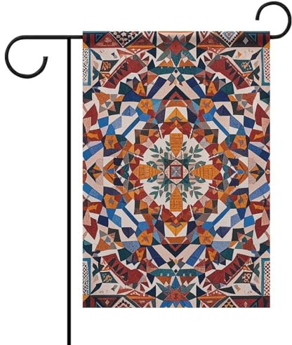Drapeaux marocains de jardin patchwork printemps été 30,5 x 45,7 cm double face pour extérieur, drapeaux saisonniers et bannières pour patio, cour, terrasse, porche, jardin, terrasse, balcon, pelouse