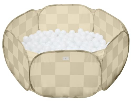 3 Sprouts - Piscina di Palline per Bambini - Piscina di Palline per Bambini di 3 Anni - Gioco da Interno (Palline Non Incluse) (Beige a Scacchiera)