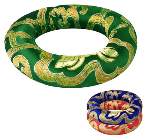 Vivezen - Coussin rond en brocart de soie pour bol chantant tibétain - diam 9 cm