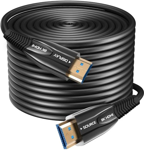 Câble HDMI à fibre optique 8 K 4,5 m 48 Gbps Super haute vitesse AOC 2.1 Câble HDR eARC Dolby HDCP 2.2 & 2.3 Compatible avec PS5 Xbox X Series PC TV HD/projecteur/home cinéma/boîtier de télévision