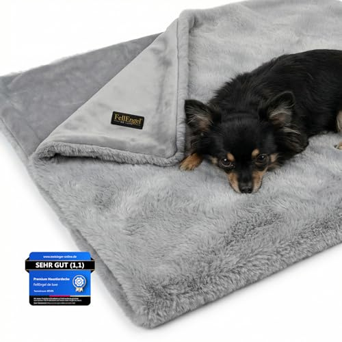 Hundedecke Katzendecke waschbar, Decke für kleine & mittlere Hunde & Katzen, warme Kuscheldecke flauschig & weich, Haustierdecke ideal für Auto, Sofa & unterwegs 100x70 cm (Cashmere grau)