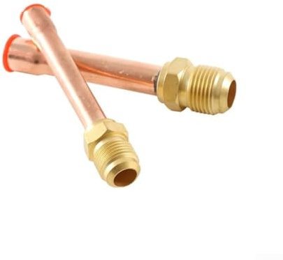 2 raccordi in ottone con tubo in rame, connettori svasati da 5/8 per aria condizionata a 45 gradi, adattatore maschio per tubi di rame HVAC refrigerazione