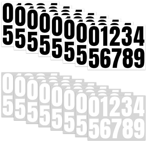 Fourindo Set di 16 adesivi con numeri (8 neri + 8 colori), 10 cm, resistenti alle intemperie e impermeabili, in vinile, numeri 0-9, per cassetta delle lettere, numero civico, cassetta postale