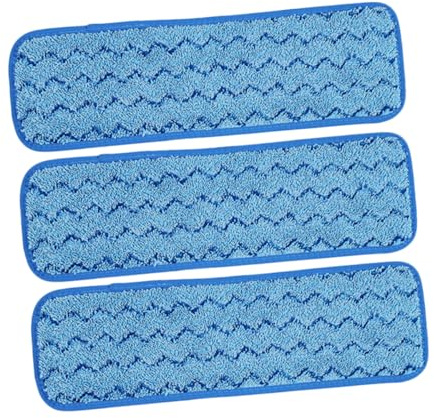 WEKAMOS 3 pièces Lot de Lingettes Microfibre Réutilisables pour Balai Plat Serpillière Humide et Sèche pour Sols Carrelage et Marbre Recharges Lavables