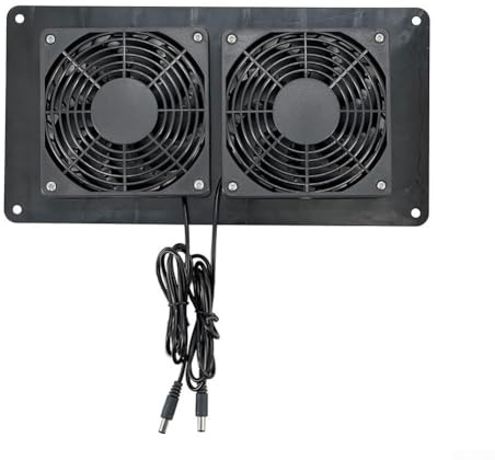 Honseadek Solarbetriebenes Abluftventilator-Set, 12 W, Dual-Kühlsystem für Gewächshaus, Haustierhaus, netzunabhängige Belüftung, IP65, wasserdicht, monokristallines Panel