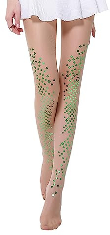 Feclmiyt Womens Sheer Tights Sexy Sparkle Mermaid Fish Scale Rhinestone Print Pantyhose See Through Thin Mermaid Bikini Stockings