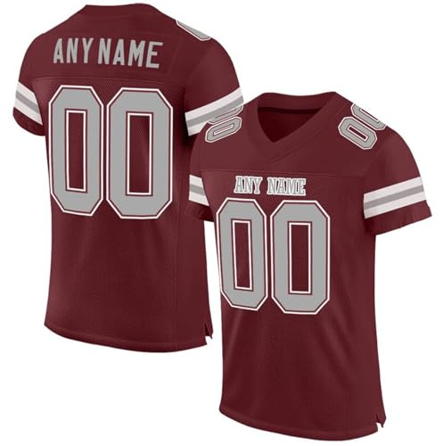 Personalisiert American Football Trikot Herren Sporthemden, Personalisiertes T-shirt, S-7XL rot