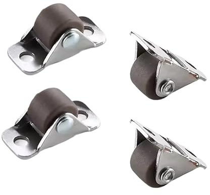 4 ruote direzionali fisse piccole - Ruote lineari in gomma TPE da 12 mm for mobili e porte scorrevoli(Brown)