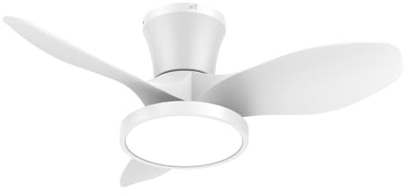 ocioc Ventilador de Techo con Luz LED 81cm Blanco, Lámpara Ventilador Silencioso, Mando a Distancia, Motor DC Reversible, 6 Velocidades, Regulable, para Cocina, Dormitorio, Ático, Invierno y Verano