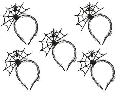 VICASKY 5 Stück Pack Halloween Spinnennetz Haarreife aus Leichtem Material Schwarzer Teufelsspinnen Kopfschmuck für Halloween Cosplay Festivals und Kostümpartys