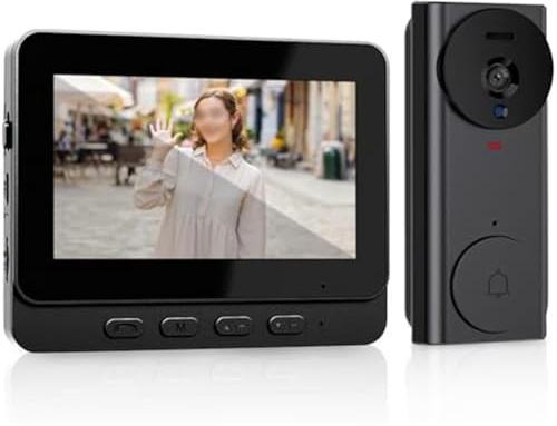 Vibsky 1080P wasserdichte WiFi Türklingel mit 4,3 Zoll IPS-Bildschirm und 170° Blickwinkel, Schwarz