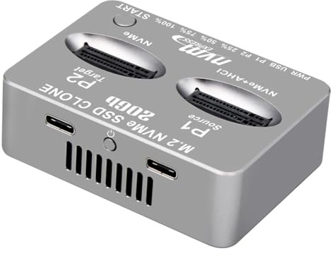 Buhdjfnke Caja para Disco Duro Externo de Dos Bahías Gen2X, Carcasa para SSD M.2 de 20 Gbps, Carcasa para Disco Duro Sólido con Clave M/BM, M.2, M.3, NVME, PCI-e