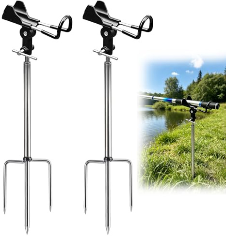Rutenhalter 2 Stück, Angelrute Halter, Universal Edelstahl Angelrutenhalter, 360° Verstellbar Angelrutenhalter, Angelzubehör, Abnehmbar Und Tragbar, Für Bank Angeln, Boden, Strand, Camping