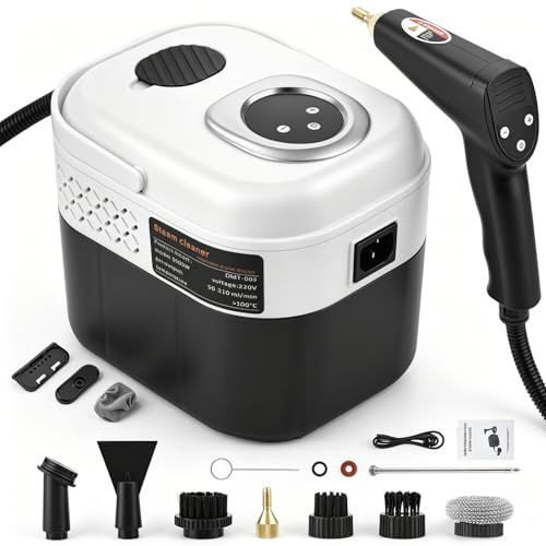 TLPEMN Pulitore a Vapore, 2500W Pulitore a Vapore Alta Pressione Portatile con Serbatoio 1700ml, Tempo Riscaldamento 15 Secondi, 6 Livelli Vapore per Cucina, Bagno, Divano, Auto, Pavimenti