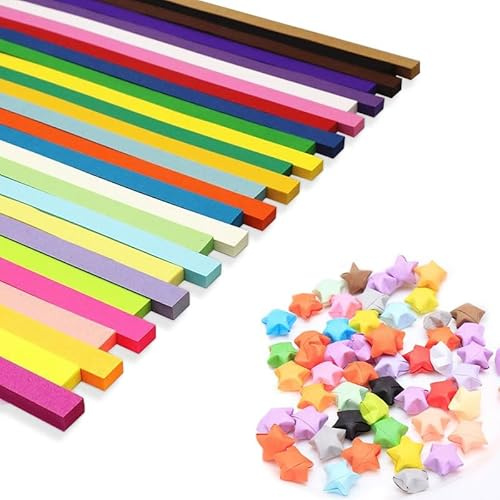 Vaniika Papierstreifen zum Basteln, 1350 Stück Origami Sterne Papierstreifens mit 27 Farben, Origami Papier Sterne Paper Star Strips Streifen Buntes für Bastelarbeiten