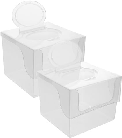 SUPVOX Caja Cuadrada Transparente para Toallitas Húmedas Infantiles, Contenedor Plástico para Almacenamiento de Toallas Faciales, 2 Unidades para Uso en Baño y Cuidado del Ñiño