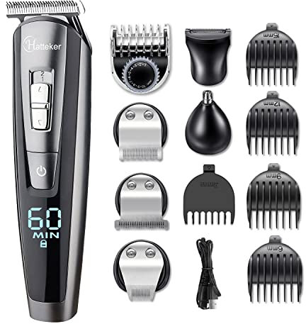 Hatteker Hair Clippers Beard Trimmer for Men Hair Trimmer Cordless Grooming Kit Haircut Kit for Men Kids Adults Upgrade Hair Trimmer with LED Display USB Rechargeable Wet & Dry