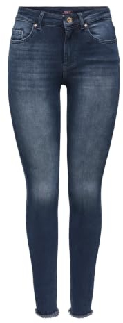 ONLY Damen Onlblush Life Mid Sk ANK Raw Rea409 Noos Hose, Blue Black Denim, M 32L EU
