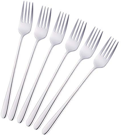 BISDARUN Stainless Steel Dinner Forks Pack of 6 Silver Table Forks Long Handle 21.3 cm(8.4 inches) Korean Cutlery Forks set for Steak Meat
