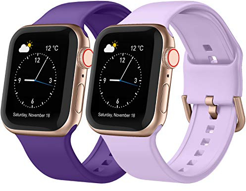 Adepoy 2Pack Compatible for Apple Watch Straps 46mm 49mm 45mm 44mm 42mm 41mm 40mm 38mm, Soft Silicone Sport Band with Classic Clasp for iWatch Series 11 10 9 8 7 SE 6 5 4 3 2 1 Ultra 3 for Women Men