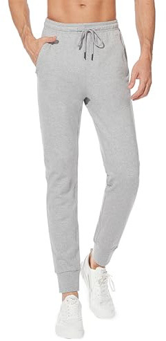 Sevego Jogginghose Herren Sporthose Baumwolle Lang Trainingshose mit Reißverschlusstaschen Freizeithose Sweatpants Hose Hellgrau S