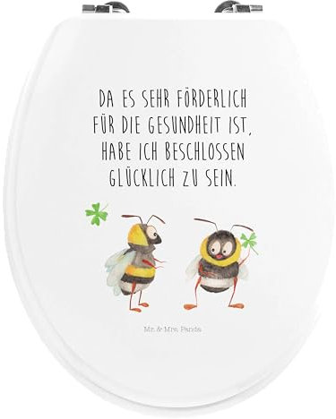 Mr. & Mrs. Panda Motiv WC Sitz Hummeln Kleeblatt - Geschenk, Tiermotive, Tiere, Gute Laune, Klobrille, lustige Sprüche, WC-Sitz, Biene Deko,