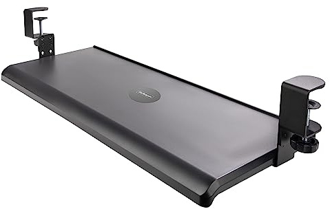 StarTech.com Porta tastiera estraibile per scrivania, Ripiano estraibile ergonomico per tastiera con morsetto a C, Supporto per tastiera e mouse scorrevole regolabile in altezza (KEYBOARD-TRAY-CLAMP1)