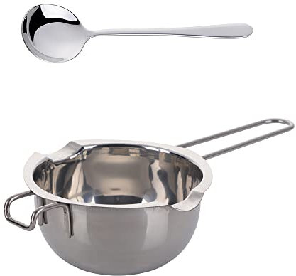 YDware Stainless Steel Double Boiler Pot,Baking Tools, 400ml/13oz Melting Pot with Long Handle Spoons for Butter Chocolate Cheese Caramel(Silver)