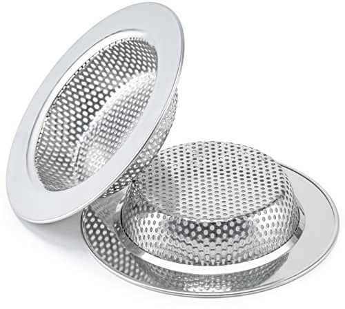Honmein 2 Pcs Sink Strainer for Most Kitchen Sink Drain Basket, Upgraded Double-Layer Safe Design Kitchen Sink Strainer (Outer Diameter 4.5 Inch)