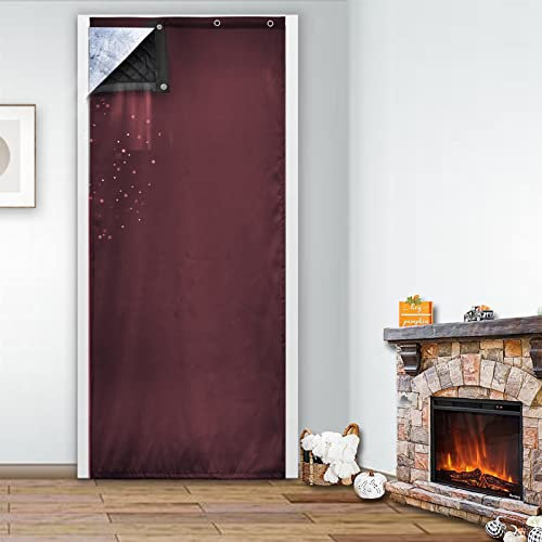 SK Studio Rideau de Porte Isolant Thermique Anti Froid Chaleur Rideaux Occultant Imperméable Coupe-Vent Séparation de Pièce pour Couloirs, Portes, Patio Vin Rouge,