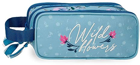 Movom Wild Flowers Estuche Triple Azul 22x10x9 cms Poliéster