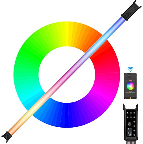 LUXCEO P120S 30W RGB Tube Light Bar, APP Control 3000 Lumen LED Video Light Wand, Battery Powered Handheld Photography Lighting 2000K-10000K Colorful Stick