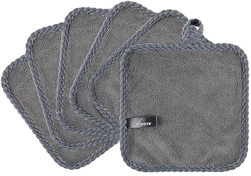 VIVOTE Mikrofaser Gesichtsreinigungstücher 20x20cm Make-Up Entferner Tuch - Waschbar und Wiederverwendbar Microfaser Abschminktücher Dunkelgrau (6 Stück)