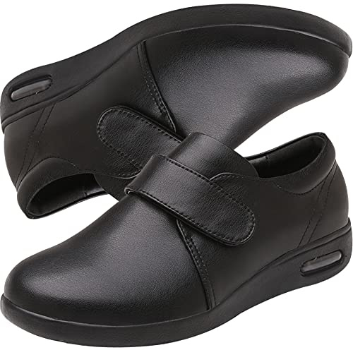 AEHO Scarpe Ginnastica a Strappo, Scarpe Ginnastica Uomo Leggero Traspirante Comode Scarpe da Camminata Casual Fitness Sneakers Pantofole Diabetico Swolen Piede,Nero,43 EU