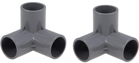TA-VIGOR 3-Wege-Winkelstück, PVC-Rohrverschraubung, Möbelqualität, 25 mm, T-Eckbeschläge, Grau, 2 Stück