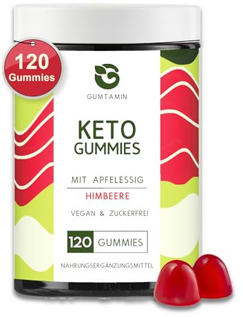 Gumtamin Keto Gummies zuckerfrei - Keto Gummibärchen mit 1000mg Apfelessig und Vitaminen für eine ketogene Ernährung - 120 Stück vegan und lecker