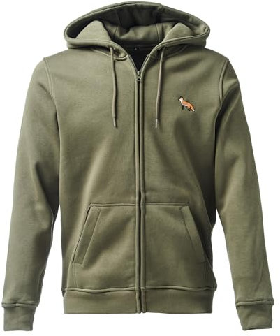Baddery Jägerjacke Herren - Fuchs - Jagdjacke Männer - Geschenk für Jäger - Kleidung Jagd Zubehör (BY012 Zip-Hoodie Oliv M)