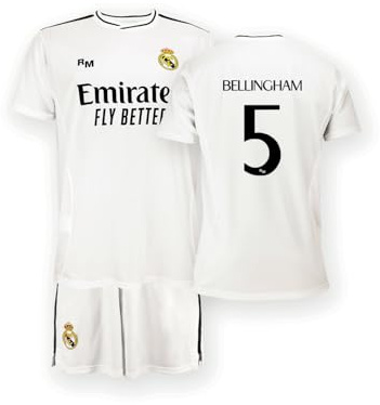 Real Madrid Home Kit Trikot und Shorts Saison 24/25, Replik Shirt Mit Offizieller Lizenz