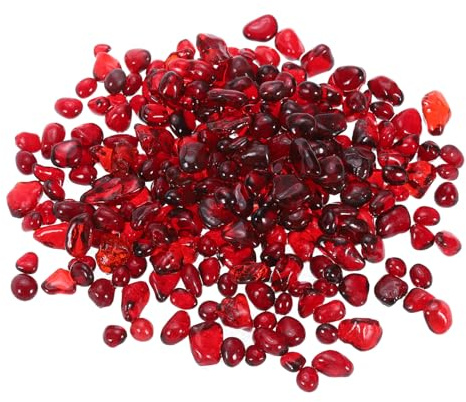 QUARKZMAN Bolas de Vidrio Redondas para Fuego Canicas de Vidrio guijarros de Vidrio Rellenos de Jarrones Gemas para Acuario de Peces 6-9mm 300g/0.67 Lbs Rojo