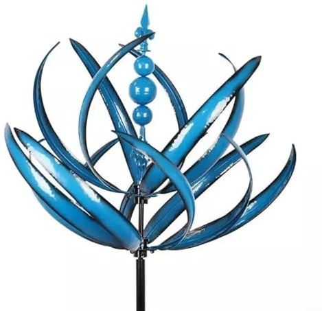 SMZhomeone 1 moulin à vent rotatif - Moderne et décoratif - Pour le jardinage - Prise amovible - Bleu