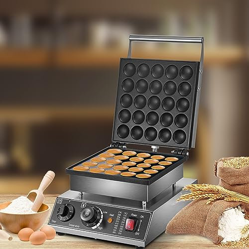 sjdoPulse Mini Crêpière Électrique, Machine À Poffertjes De 1,7 Pouces De Diamètre, Crêpière Commerciale 850 W, Machine À Poffertjes 50-300 ℃, Acier Inoxydable – pour 25 Crêpes Rondes