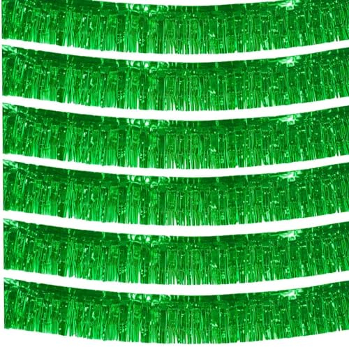We Moment Zone 6-Pakete Grün Fransen Girlande Metallic, Metallic-Folien-Fransengirlande Hängedekoration aus Kunststoff, Mottoparty, Geburstag, Hochzeit, Karneval, Party Deko 30 cm x 18 m