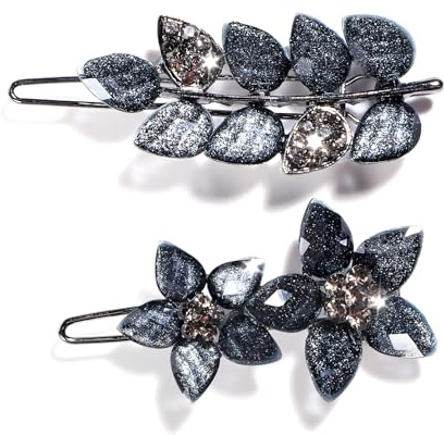 Blomma hårspännen med strass, 2 stycken, hårklämmor blå, vintage, franska hårnålar, glitter, hårklämma, brud, bröllop, blå kristaller, strass, hårsmycke för kvinnor, förlovning alla hjärtans dag