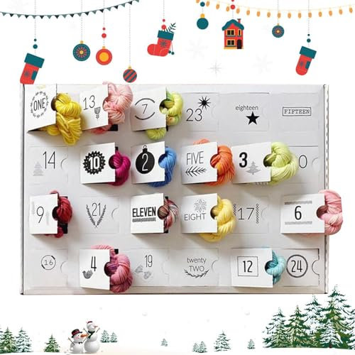 Adventskalender 2024 Nähen,Adventskalender Wolle,Adventskalender Häkeln,24 Tage Weihnachts Adventskalender,24 Tägiger Weihnachts Adventskalender,Weihnachtsgarn Adventskalender 2024 Für Stricker Marker