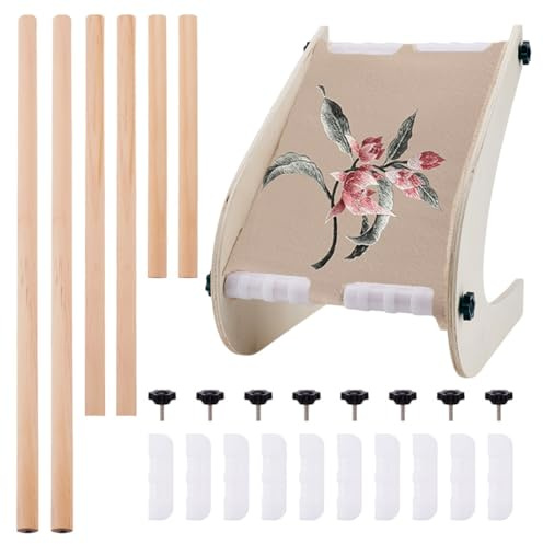 NBEADS Supporto Da Tavolo per Ricamo Regolabile, Supporto per Telaio Da Ricamo In Legno per Punto Croce, Supporto per Telaio Da Ricamo In Grembo O Da Tavolo Ricamo Arazzo, 20cm 30.2cm 40.5cm